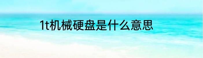 1t机械硬盘是什么意思