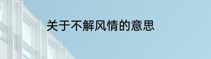 关于不解风情的意思