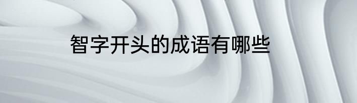 智字开头的成语有哪些