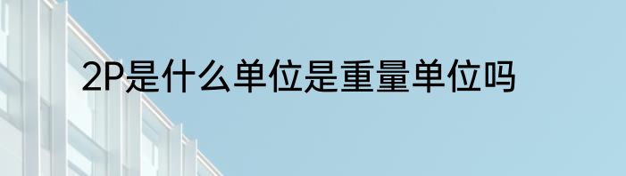 2P是什么单位是重量单位吗