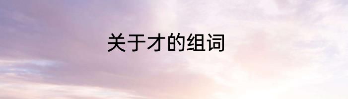 关于才的组词