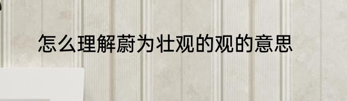怎么理解蔚为壮观的观的意思