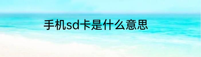手机sd卡是什么意思