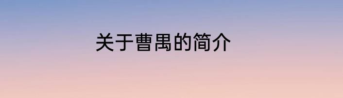 关于曹禺的简介