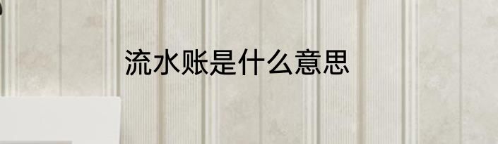 流水账是什么意思
