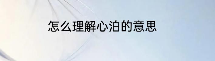 怎么理解心泊的意思