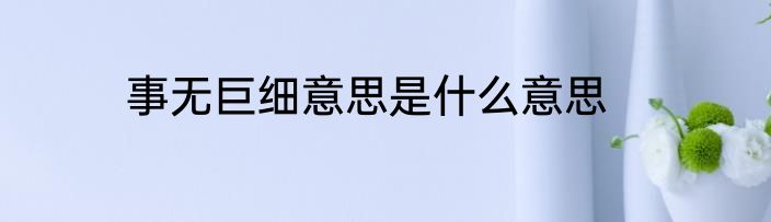 事无巨细意思是什么意思