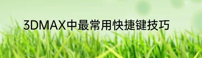 3DMAX中最常用快捷键技巧