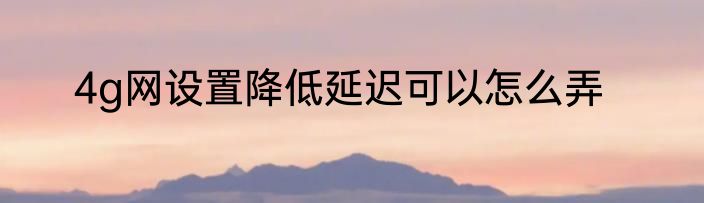 4g网设置降低延迟可以怎么弄