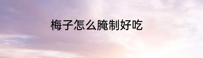 梅子怎么腌制好吃