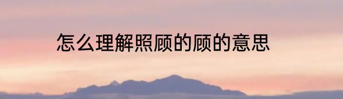 怎么理解照顾的顾的意思