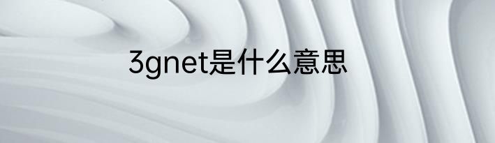 3gnet是什么意思