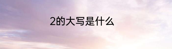2的大写是什么
