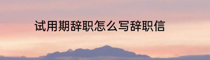 试用期辞职怎么写辞职信