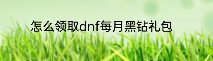 怎么领取dnf每月黑钻礼包