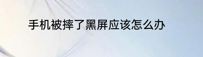 手机被摔了黑屏应该怎么办