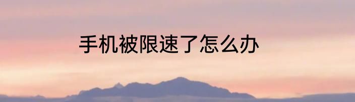 手机被限速了怎么办