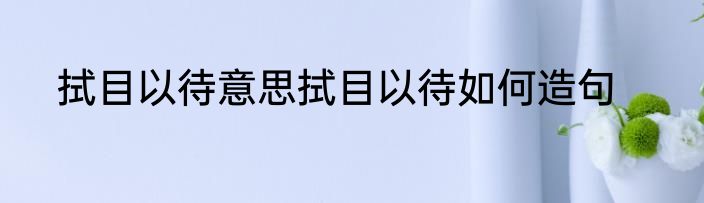 拭目以待意思拭目以待如何造句