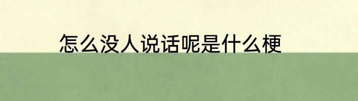 怎么没人说话呢是什么梗