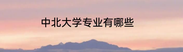 中北大学专业有哪些