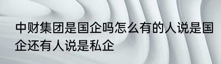 中财集团是国企吗怎么有的人说是国企还有人说是私企
