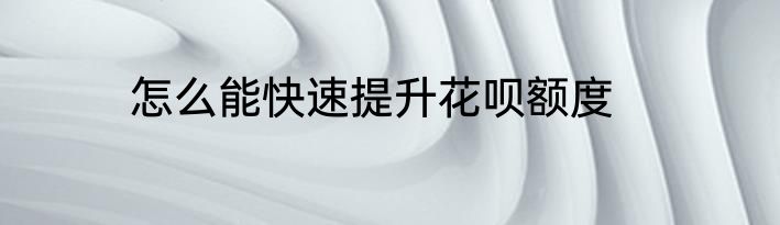怎么能快速提升花呗额度