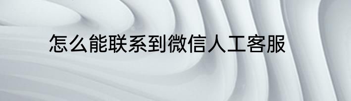 怎么能联系到微信人工客服