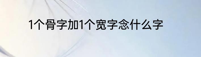 1个骨字加1个宽字念什么字