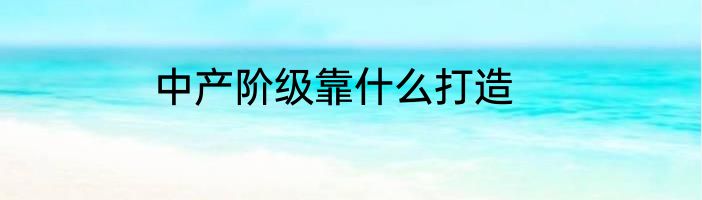 中产阶级靠什么打造