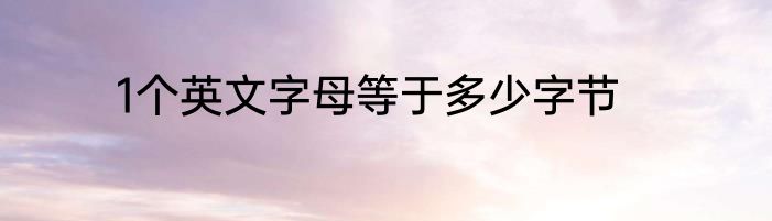 1个英文字母等于多少字节