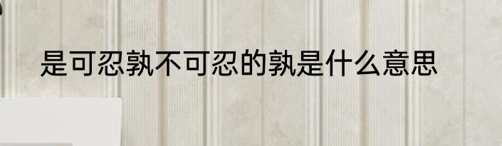 是可忍孰不可忍的孰是什么意思