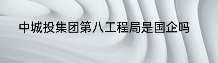 中城投集团第八工程局是国企吗
