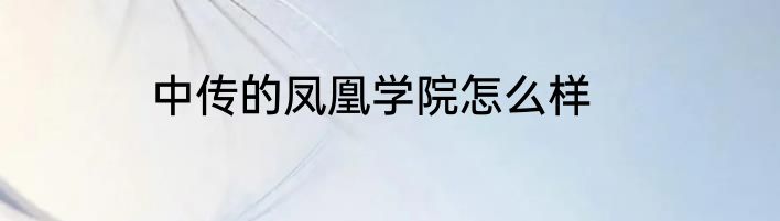 中传的凤凰学院怎么样