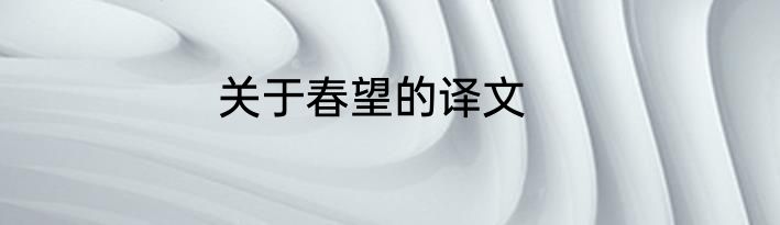 关于春望的译文