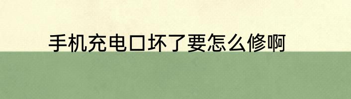 手机充电口坏了要怎么修啊