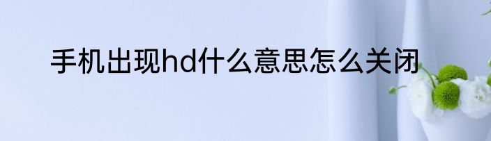 手机出现hd什么意思怎么关闭