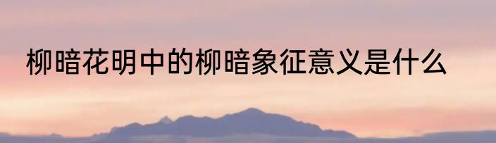 柳暗花明中的柳暗象征意义是什么
