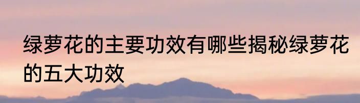 绿萝花的主要功效有哪些揭秘绿萝花的五大功效