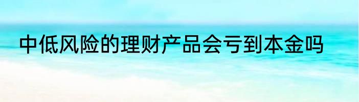 中低风险的理财产品会亏到本金吗