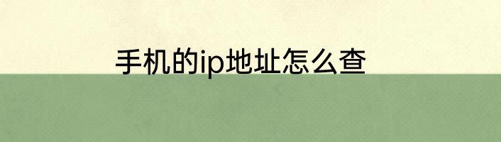 手机的ip地址怎么查
