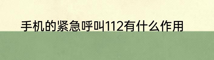 手机的紧急呼叫112有什么作用