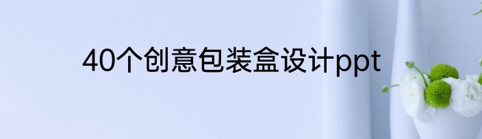 40个创意包装盒设计ppt