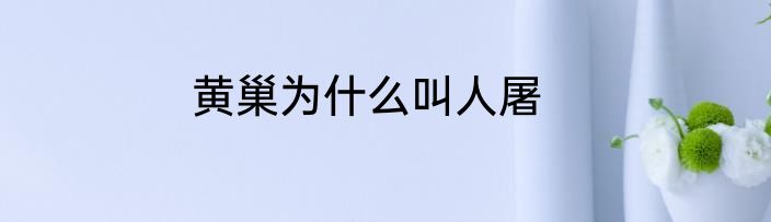 黄巢为什么叫人屠