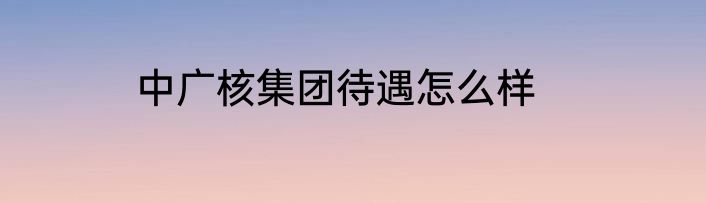 中广核集团待遇怎么样
