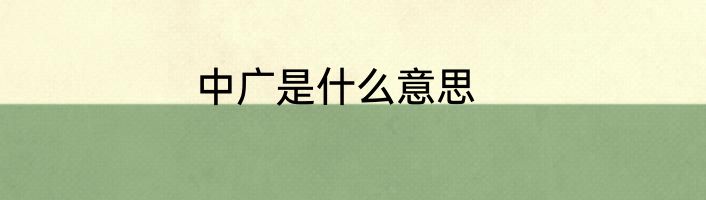 中广是什么意思