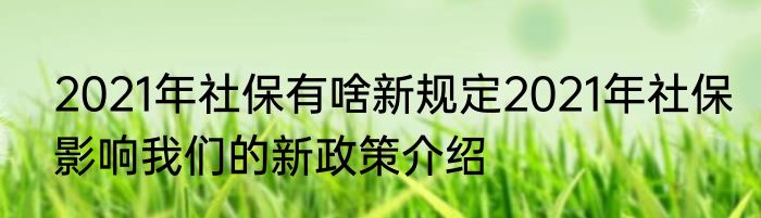2021年社保有啥新规定2021年社保影响我们的新政策介绍