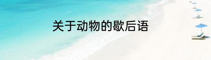 关于动物的歇后语