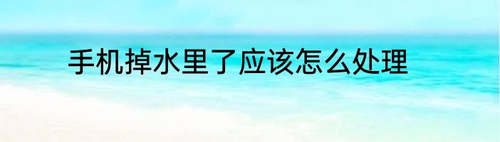 手机掉水里了应该怎么处理