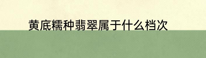 黄底糯种翡翠属于什么档次