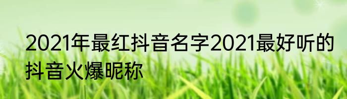 2021年最红抖音名字2021最好听的抖音火爆昵称